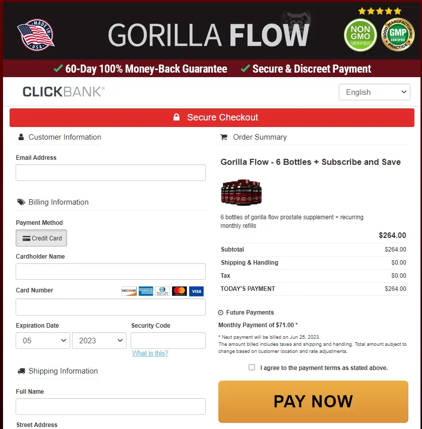Gorilla Flow - Order Page